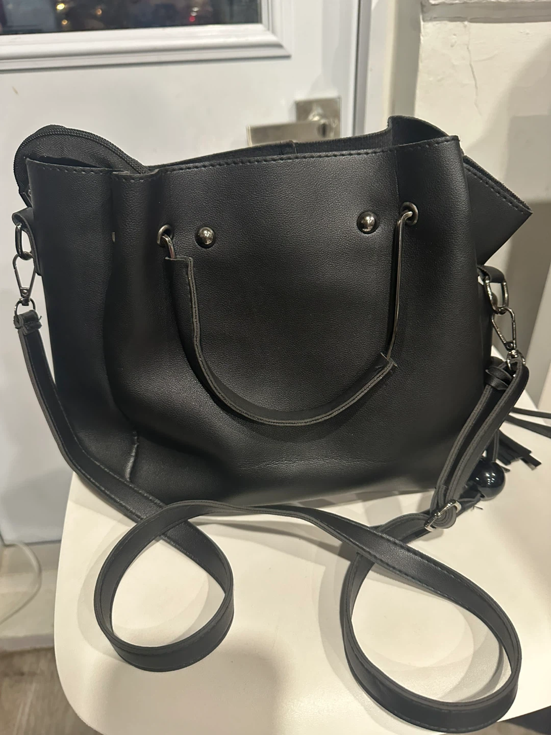 Black Handbag with Removable Strap