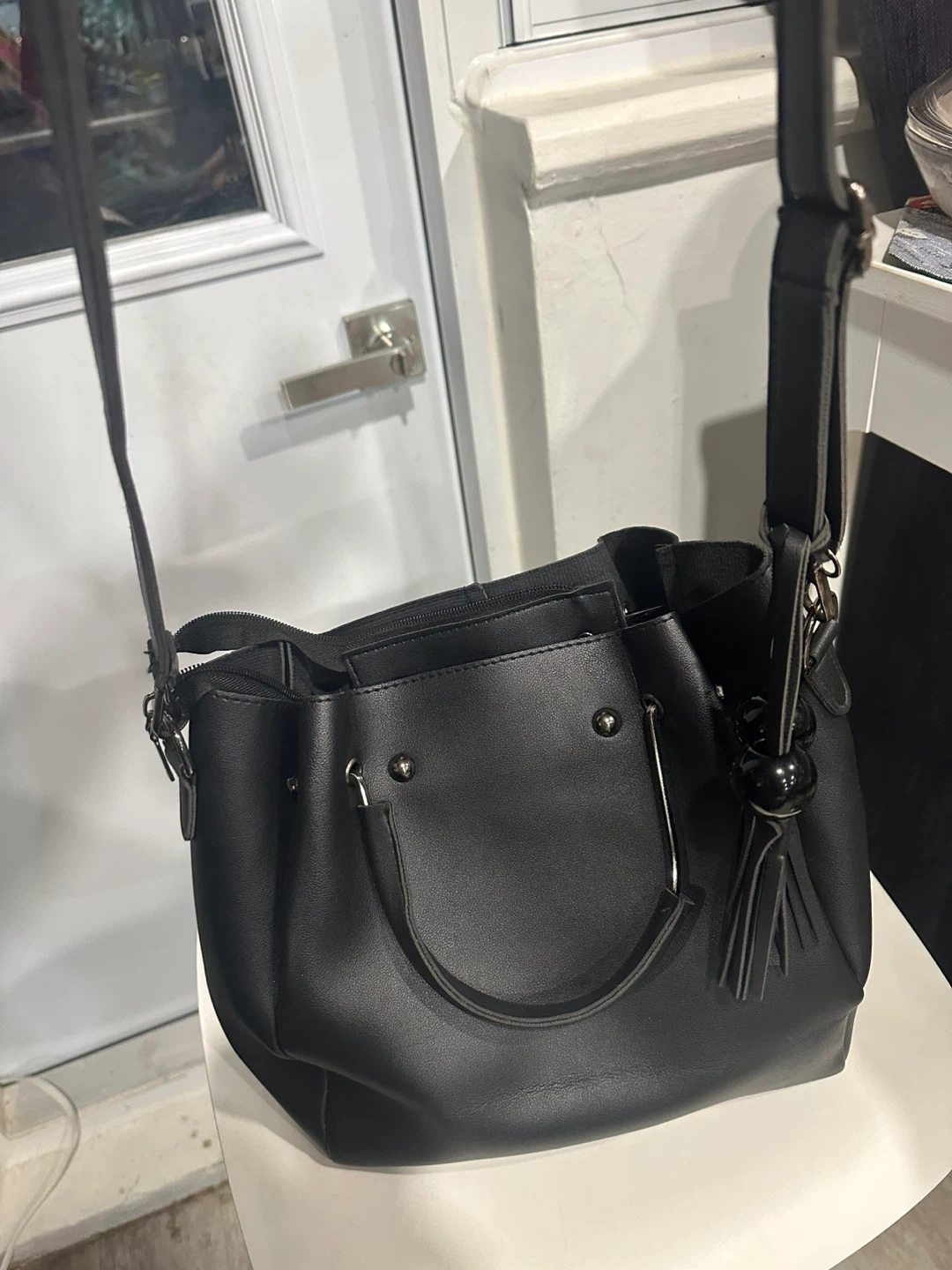 Black Handbag with Removable Strap - photo 2