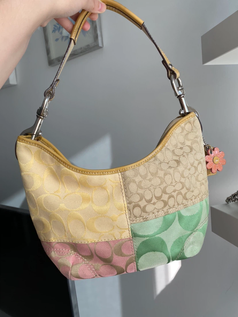 Vintage Coach Pastel Patchwork Shoulder Bag