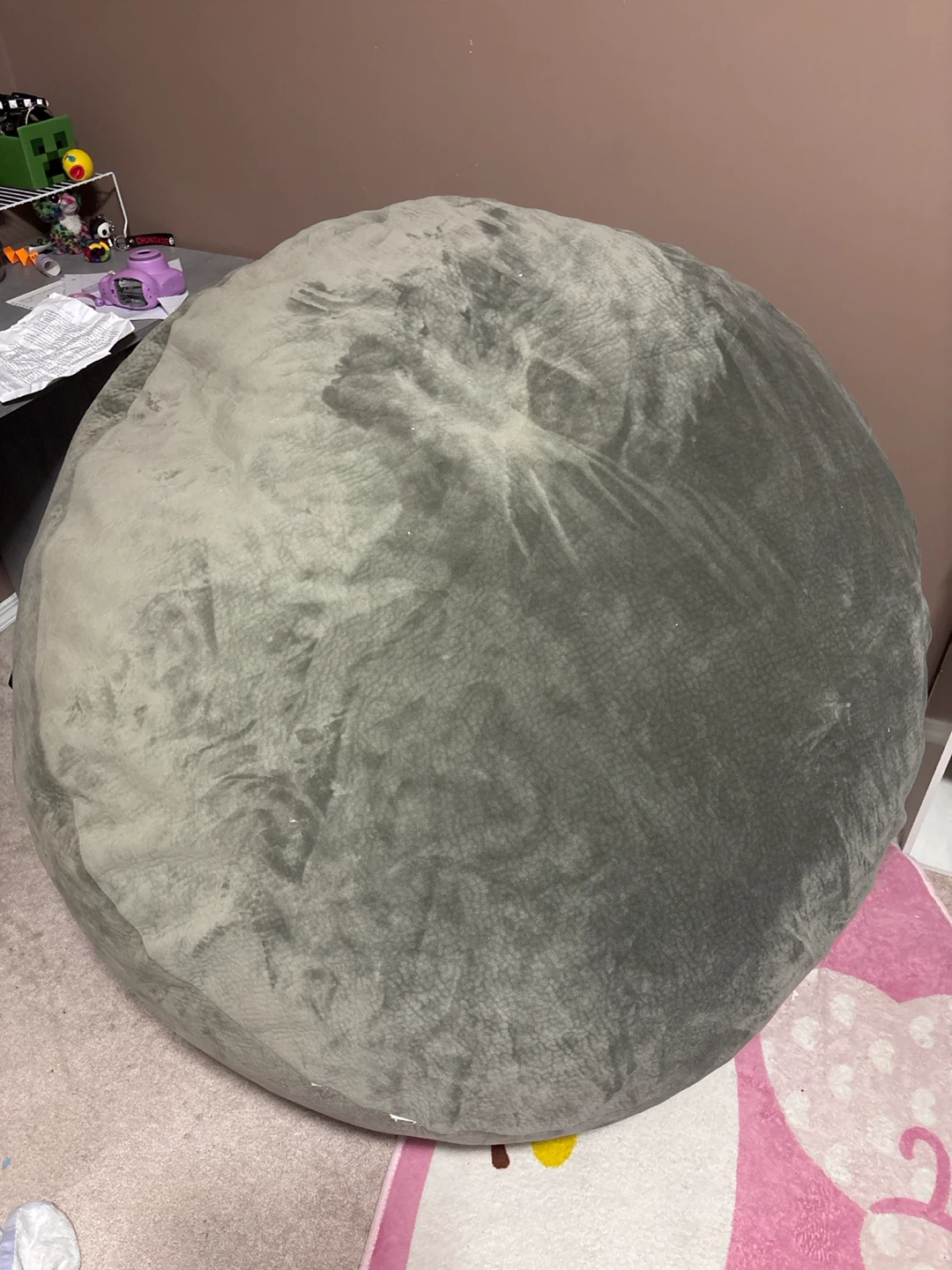 LARGE Grey Velvet Bean Bag Chair - photo 2