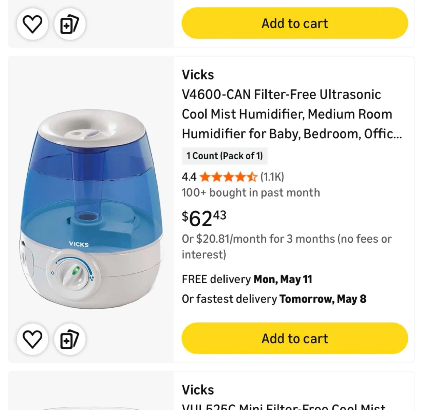 Vicks Filter-Free Ultrasonic Cool Mist Humidifier - photo 2