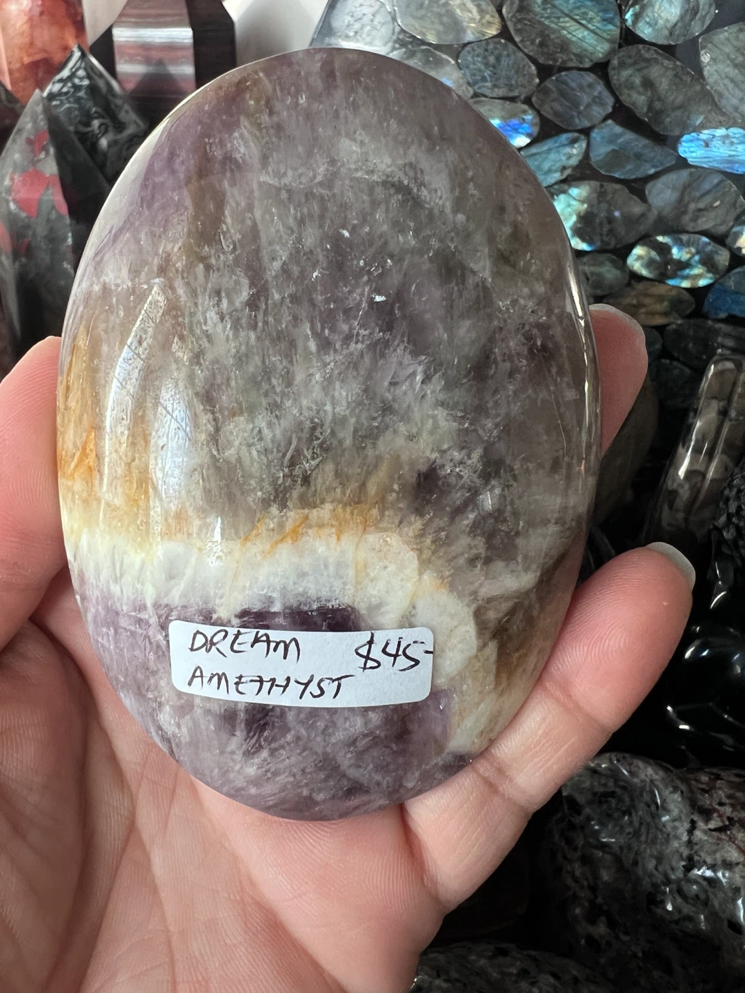 DREAM AMETHYST OVAL PALM WITH STAND - photo 3