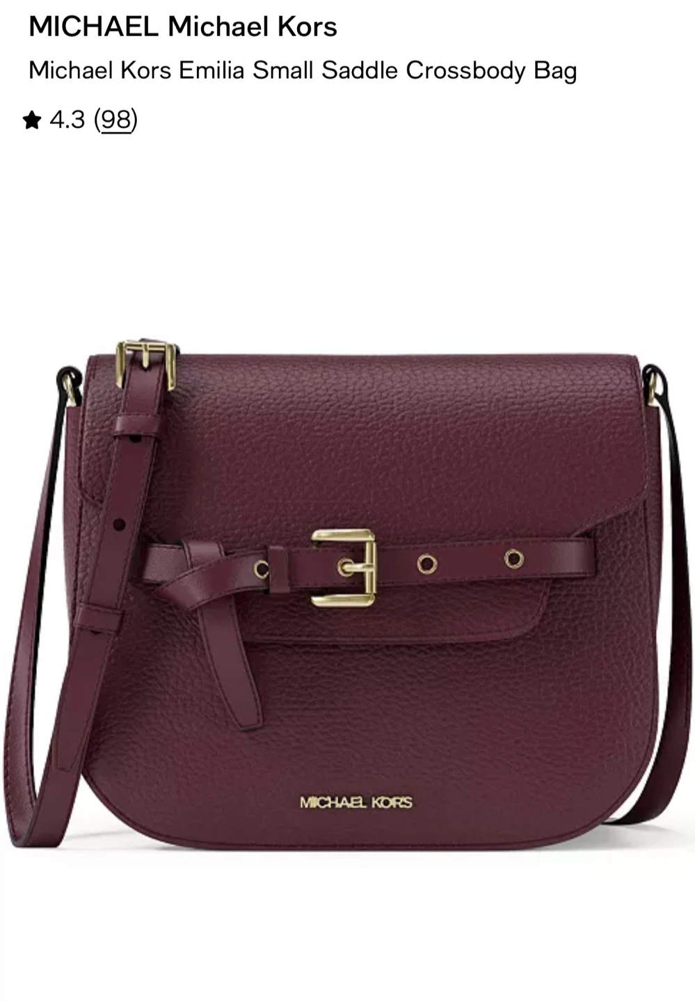 Michael Kors Emilia Small Saddle Crossbody Bag Oxblood