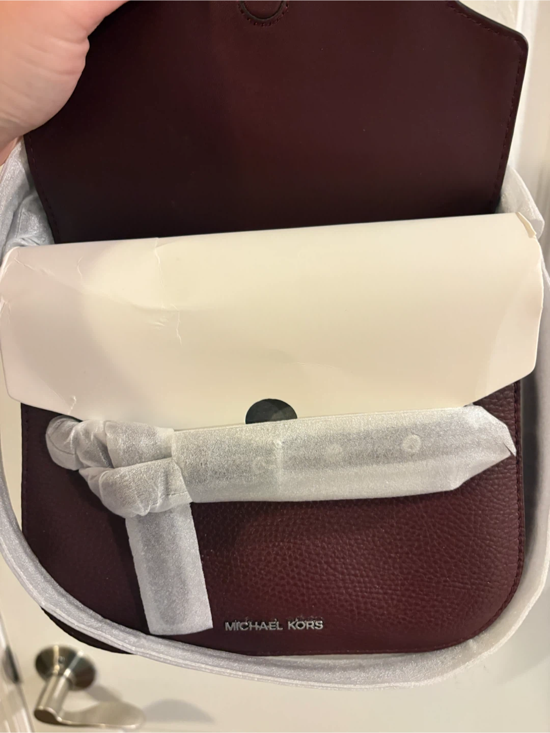 Michael Kors Emilia Small Saddle Crossbody Bag Oxblood - photo 5