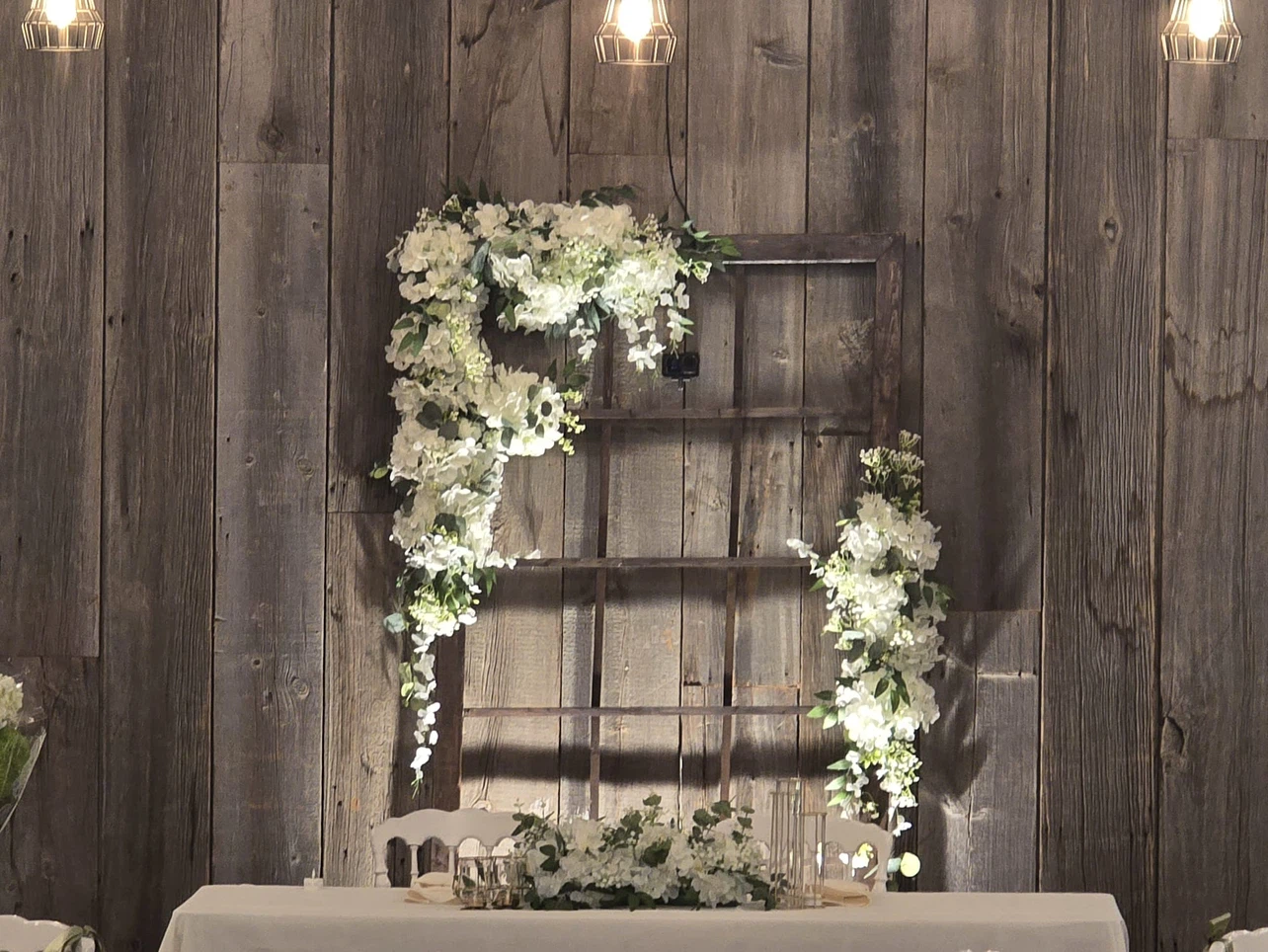 Wedding Decor- Wooden Frame Backdrop+ artificial flowers - photo 2