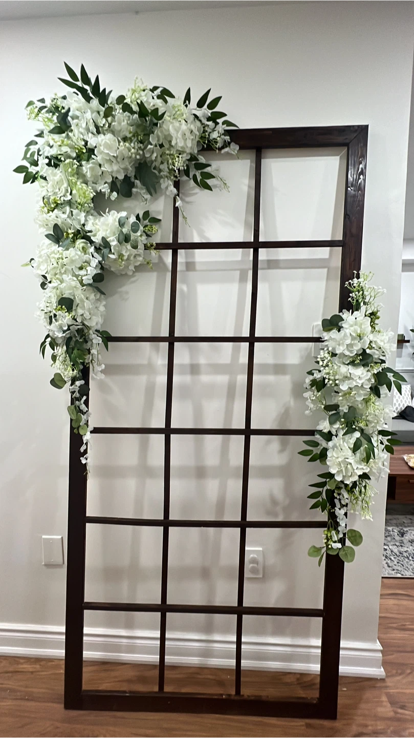 Wedding Decor- Wooden Frame Backdrop+ artificial flowers - photo 3