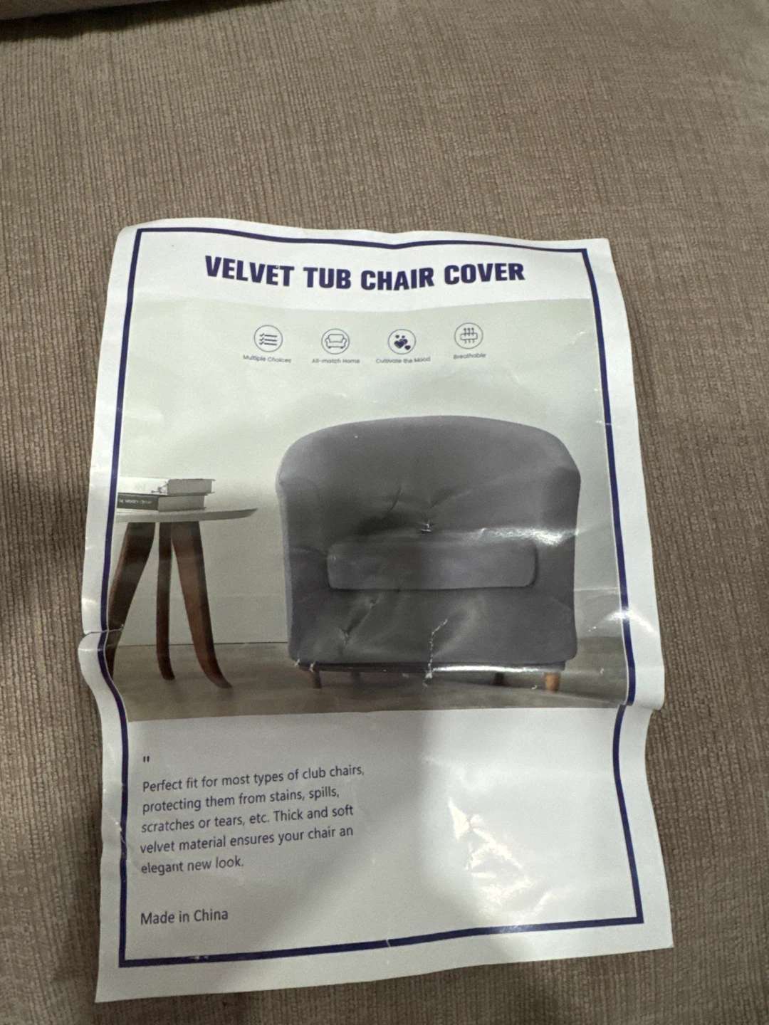 Velvet Tub Chair Slipcover