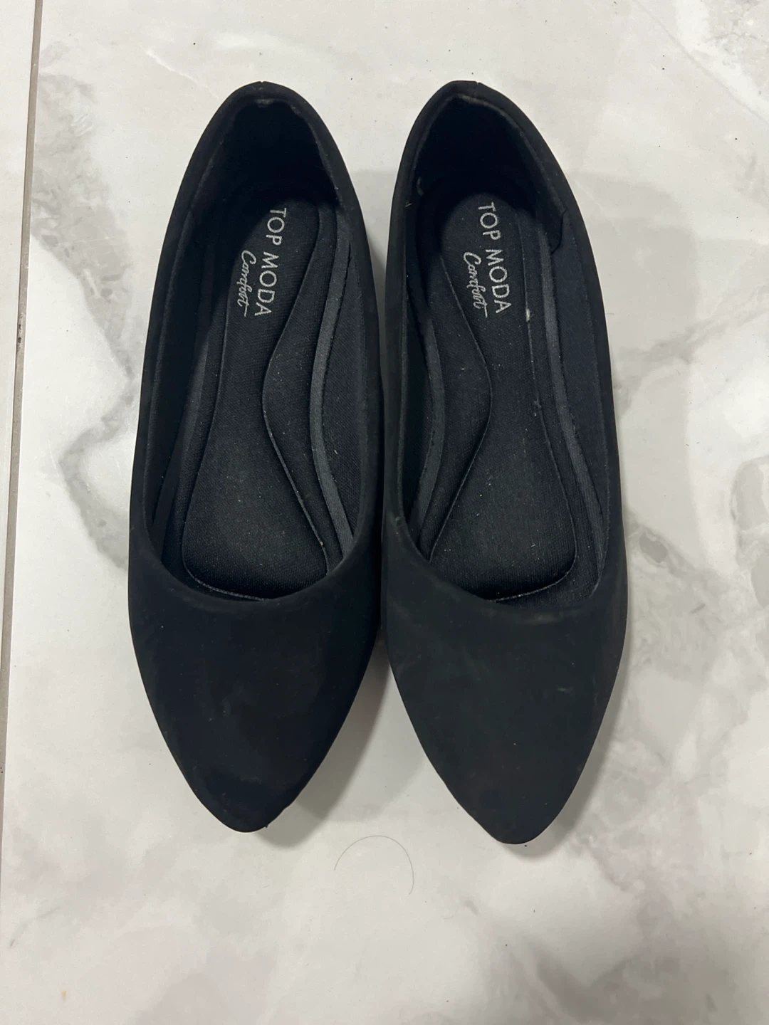 Top Moda Black Pointed Toe Flats