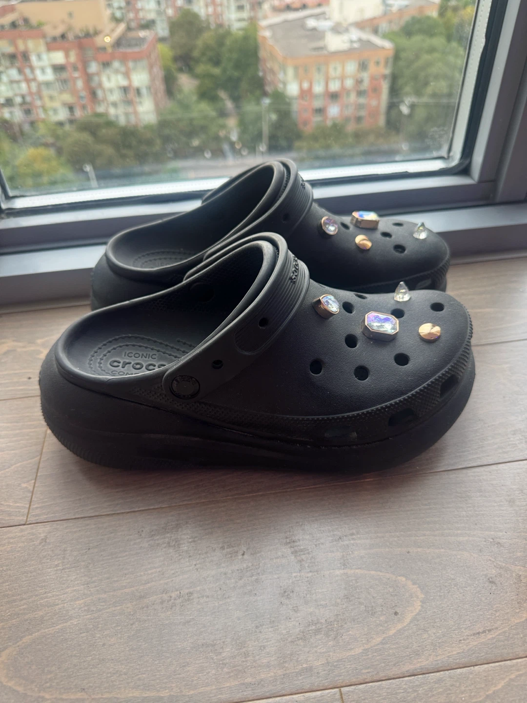 Black Crocs Platform Clogs with Charms - photo 2