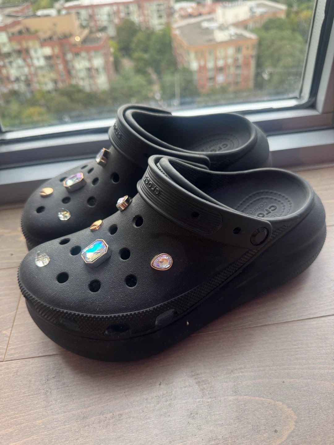 Black Crocs Platform Clogs with Charms - photo 3