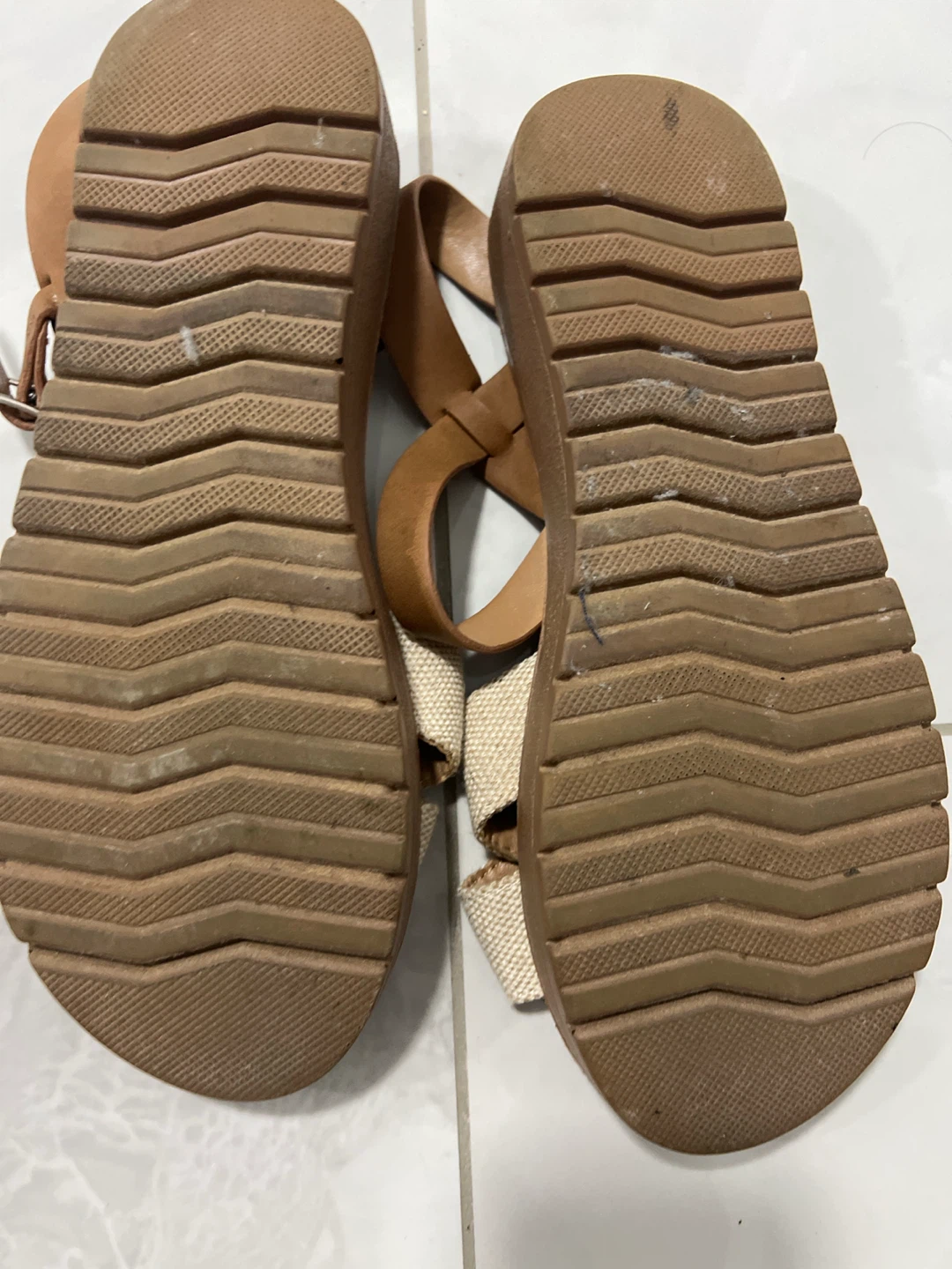 Tan and Cream Crisscross Sandals - photo 2
