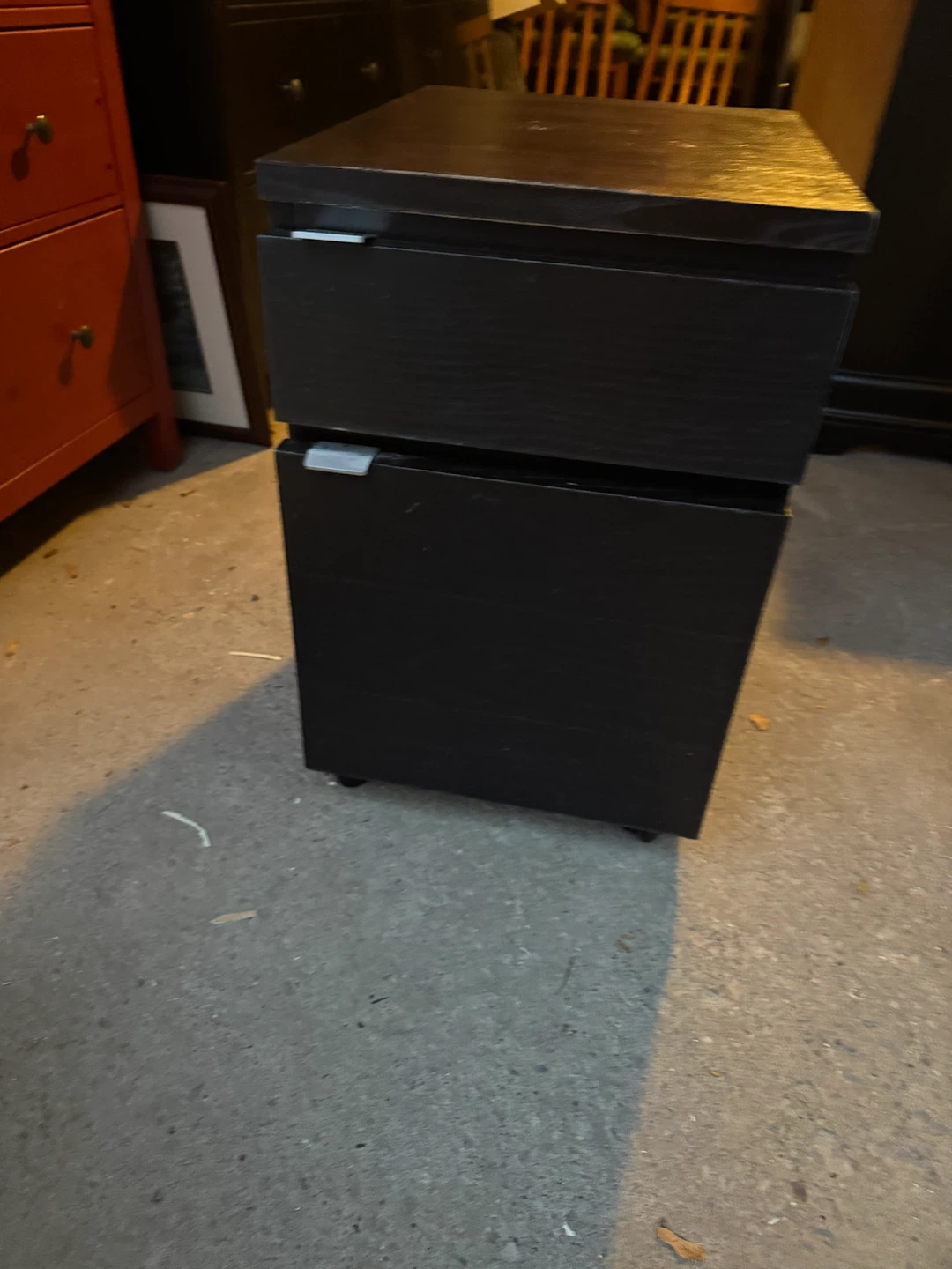 Black 2-Drawer Filing Cabinet on Casters