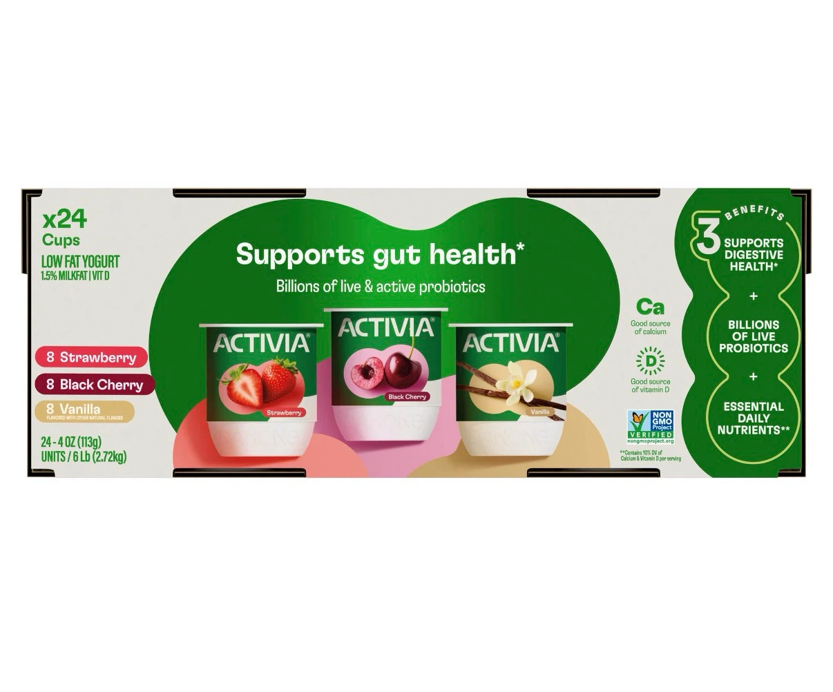 Activia Low Fat Yogurt Variety Pack 24 Cups
