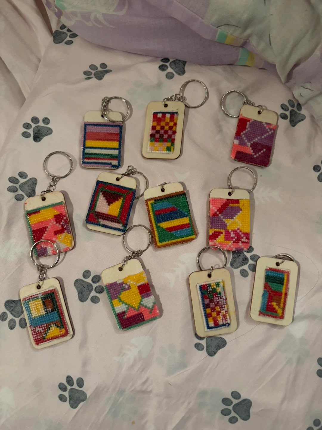 Handmade Needlepoint Keychains - Set of 10 - photo 3