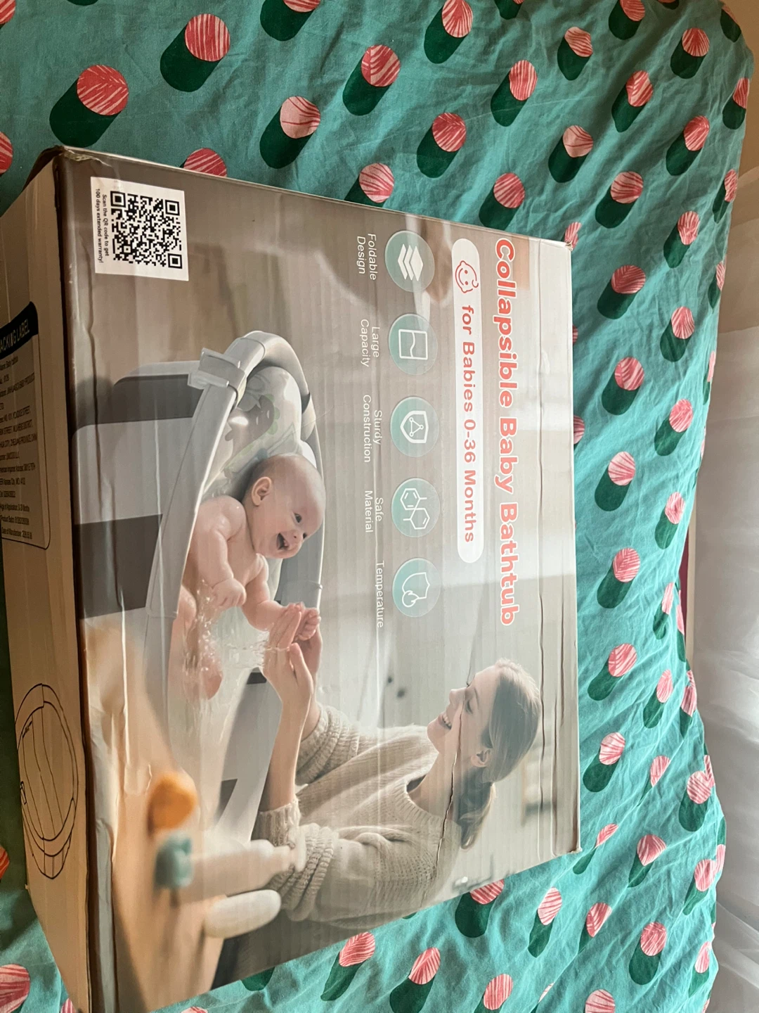 New Collapsible Pink Baby Bathtub with Thermometer - photo 5