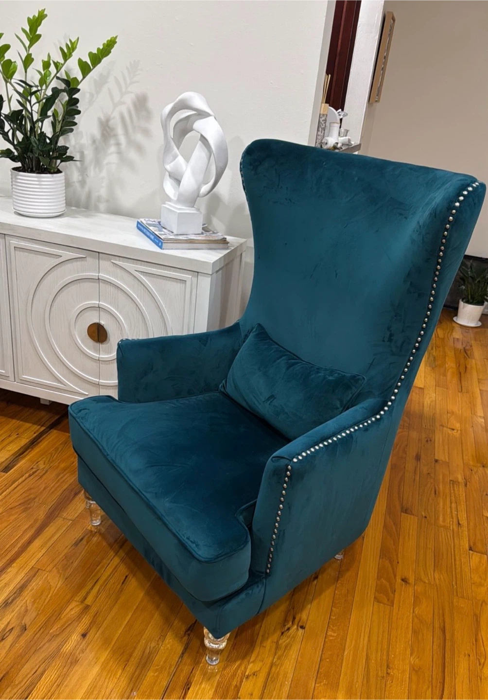Teal Velvet Wingback Chairs each - photo 2
