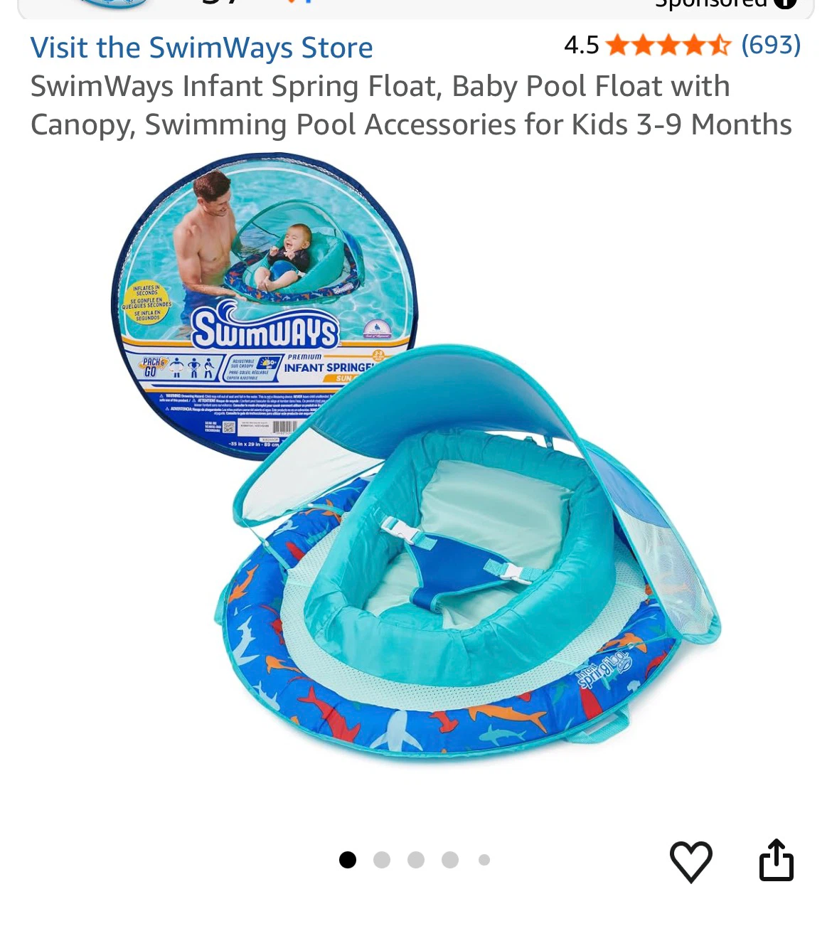 New SwimWays Infant Spring Float with Canopy