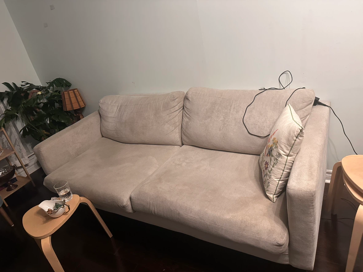 Beige two-seater sofa - photo 2