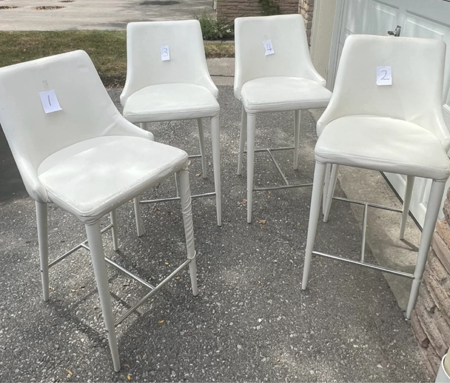 $25 for Set of Four White Bar Stools