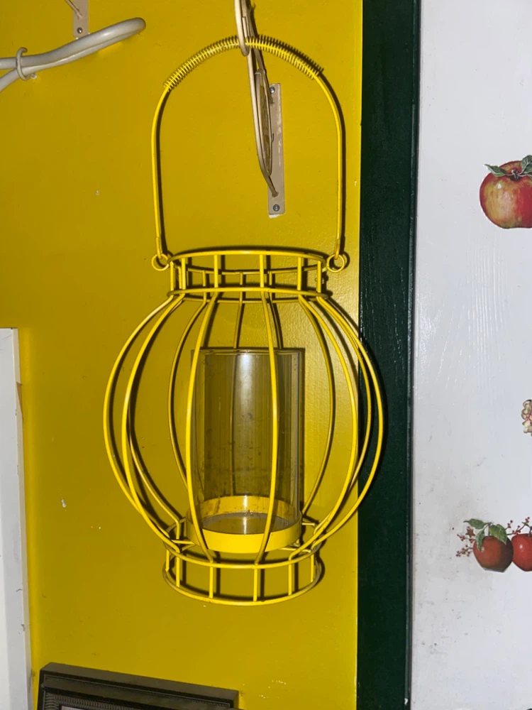 Yellow Metal Hanging Candle Lantern with Glass Insert - photo 3