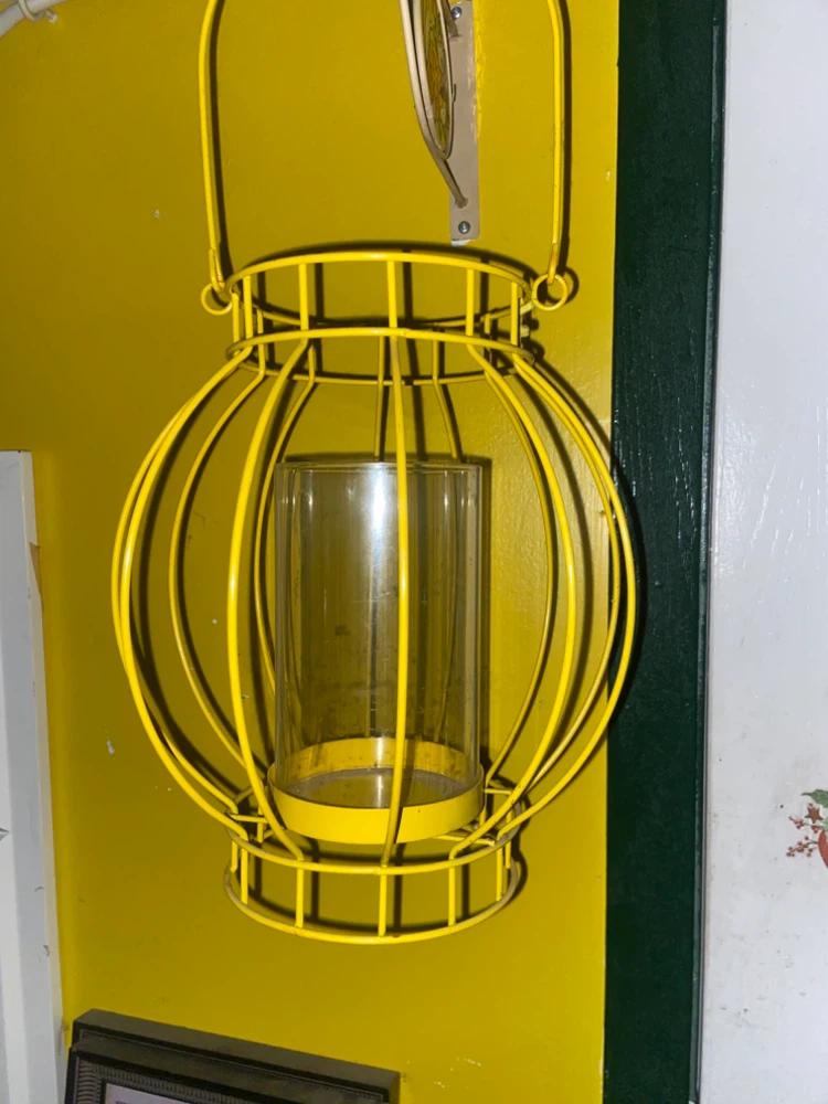 Yellow Metal Hanging Candle Lantern with Glass Insert - photo 4
