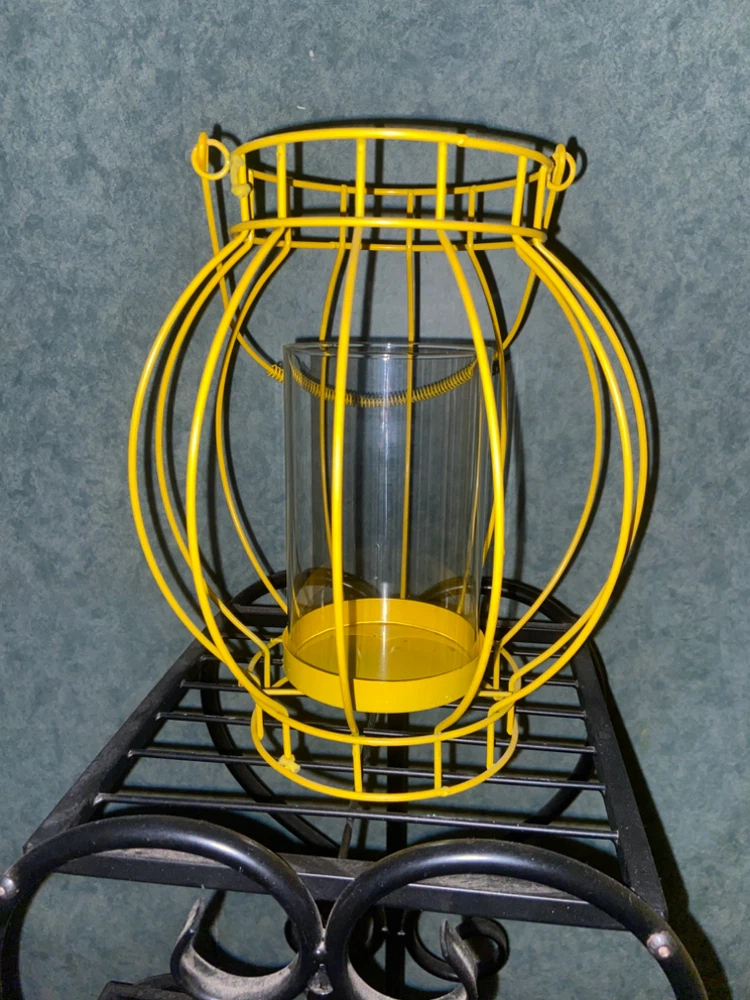 Yellow Metal Hanging Candle Lantern with Glass Insert - photo 5