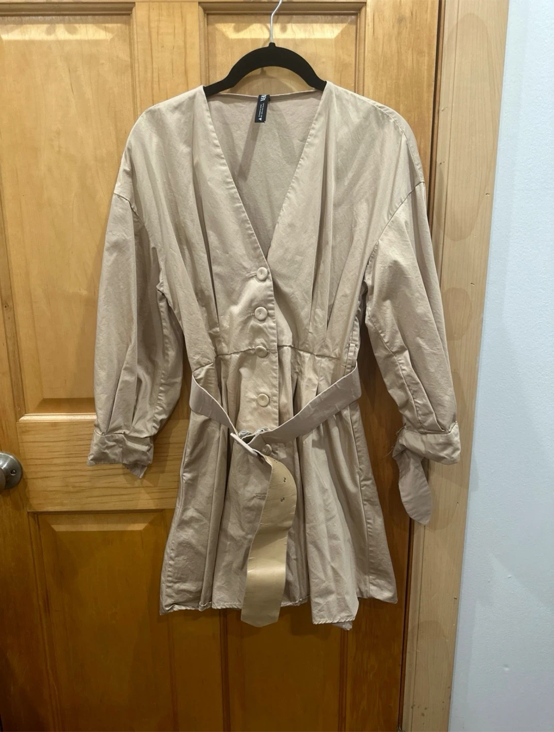 Zara Beige Belted Shirt Dress