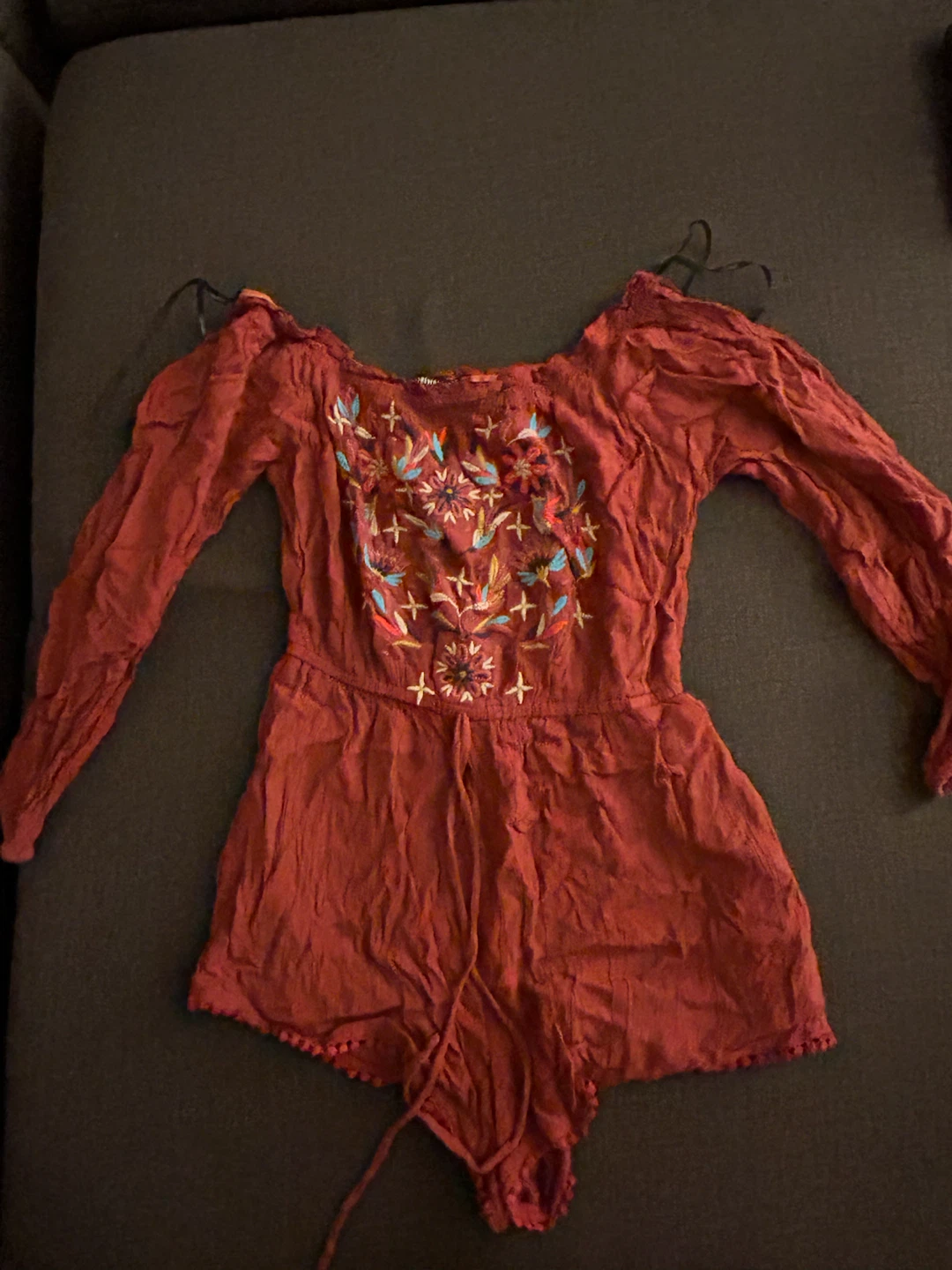 Red Long Sleeve Romper