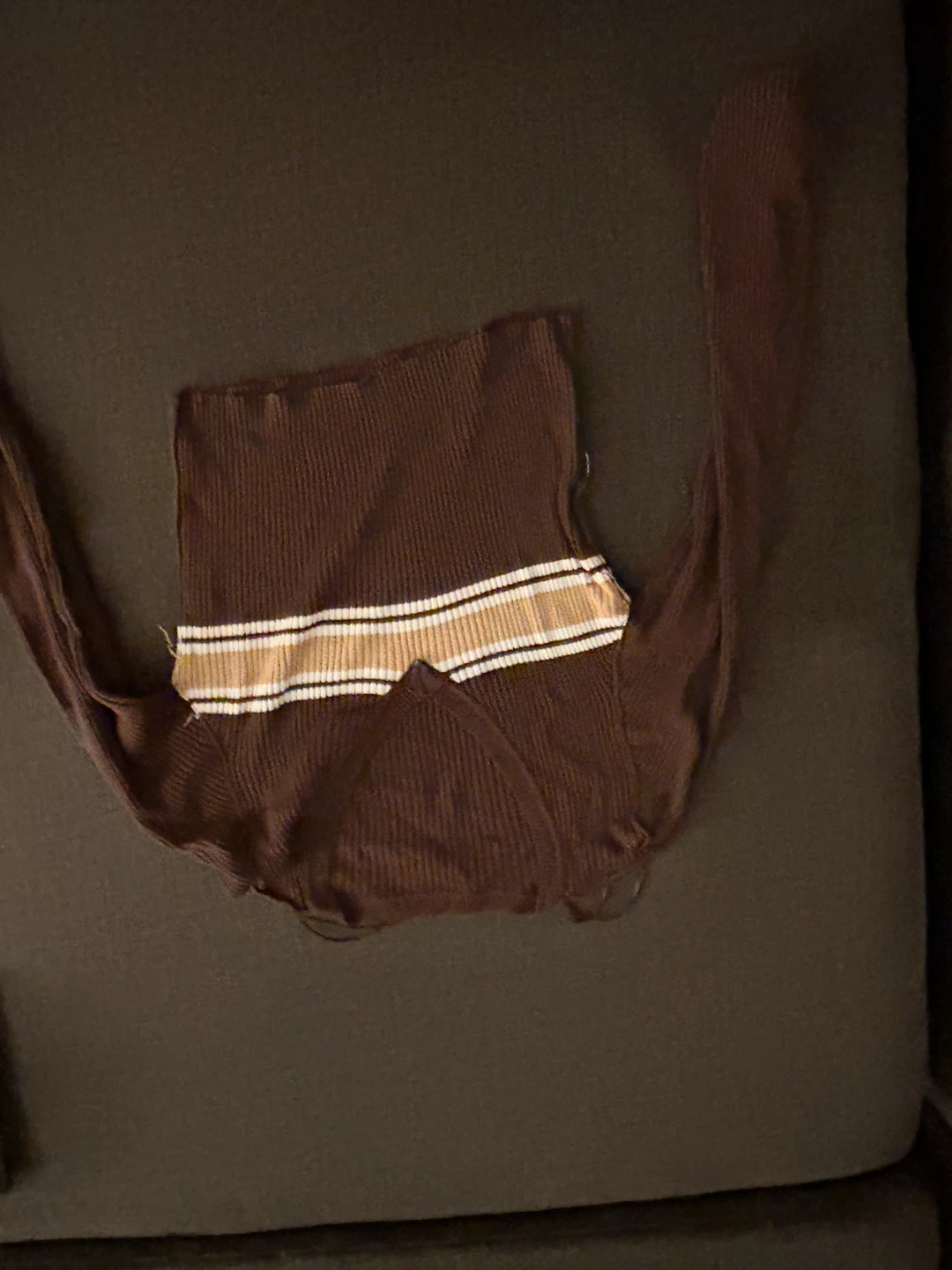 Brown Striped Ribbed Top