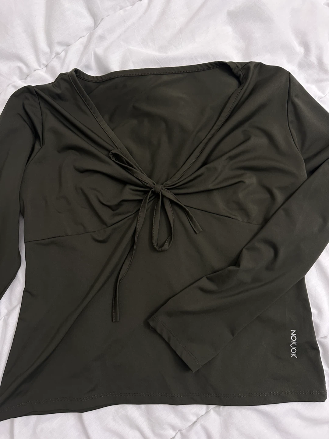 Nokjok Olive Green Long Sleeve Top