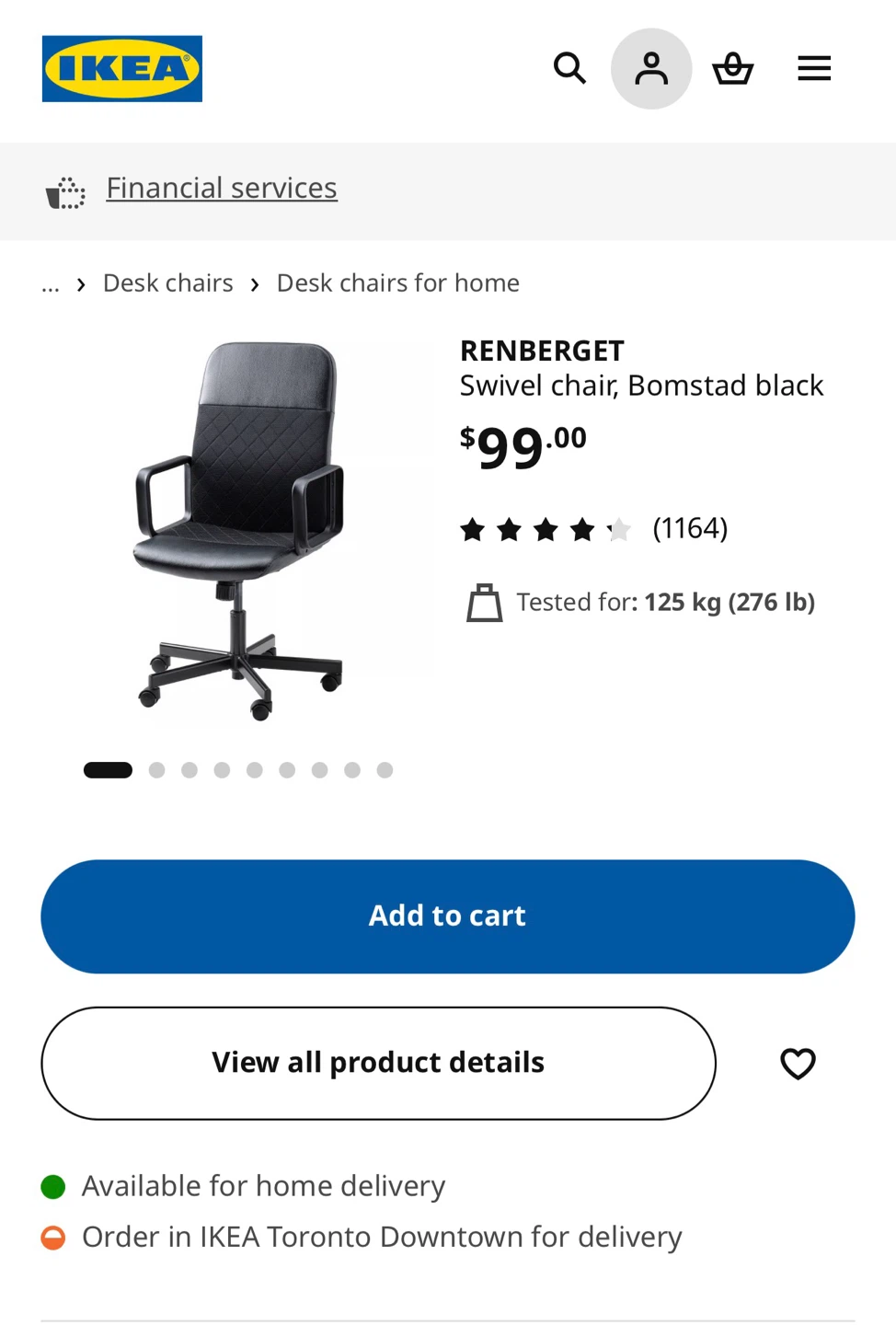 IKEA RENBERGET Swivel Office Chair – Excellent Condition - photo 2