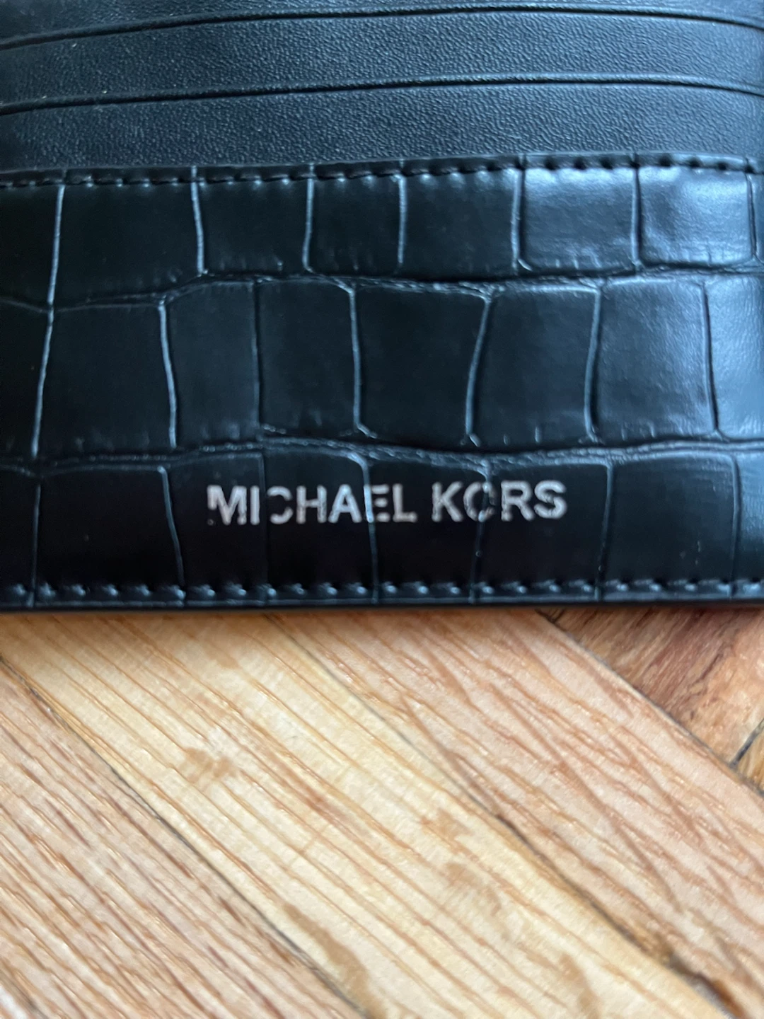 Michael Kors Hudson Black Croc Embossed Leather Tall Card Case - photo 3
