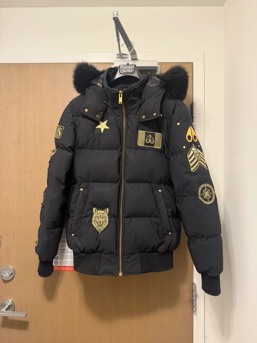 Moose Knuckles Black Bomber Jacket/ large