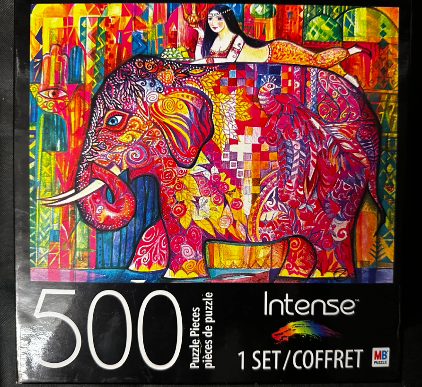 MB Intense Pink Elephant 500 Piece Puzzle