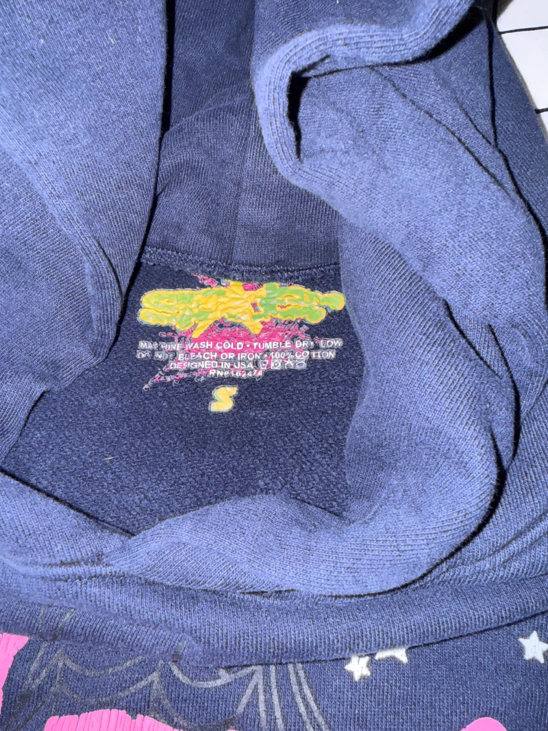 Damaged by heat washing Atlanta Navy Blue sp5der  Hoodie - photo 2