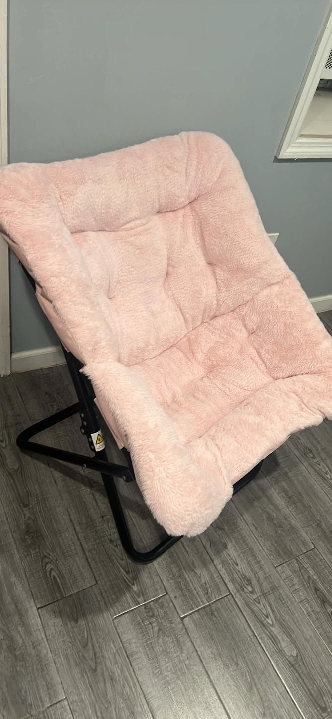 Pink Faux Fur Saucer Chair
