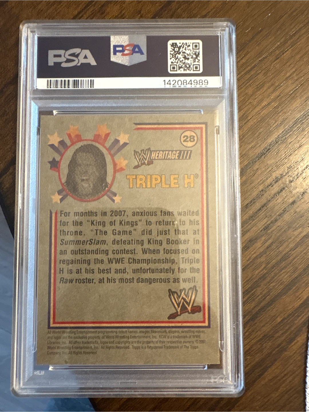2007 Topps WWE Triple H Heritage III PSA 10 Card - photo 2