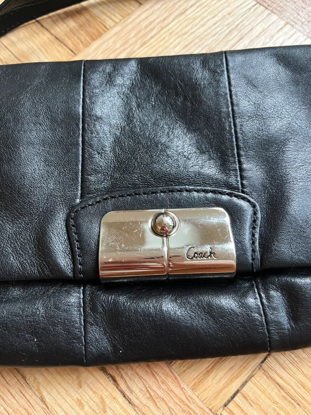 Coach Kristin 43645 Black Leather Large Wristlet Clutch - photo 3