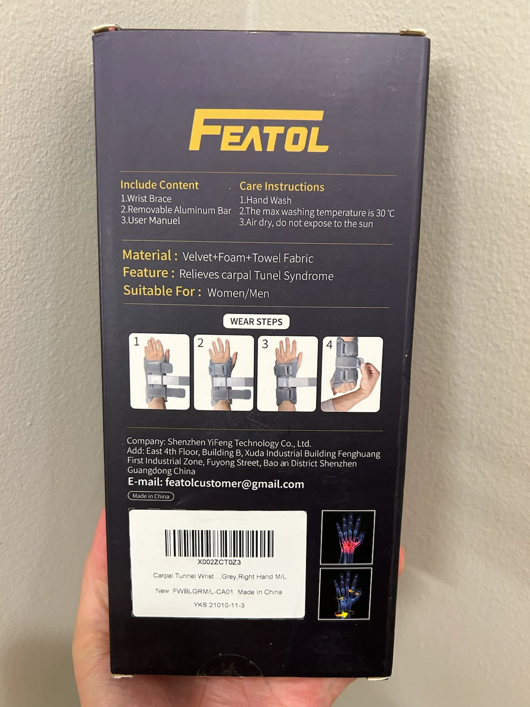 FEATOL Carpal Tunnel Wrist Brace Support (Left S/M & Right M/L) - photo 3
