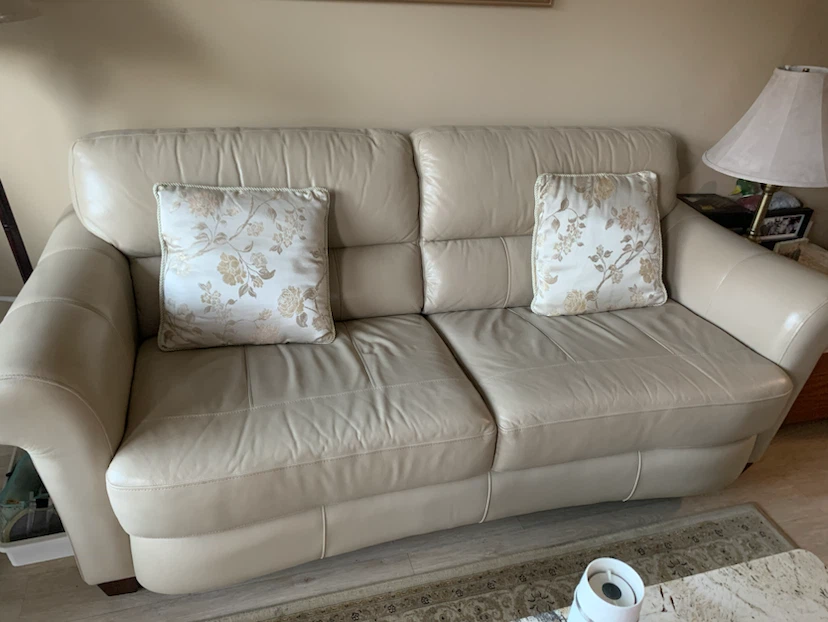 Cream Leather Sofa and Loveseat