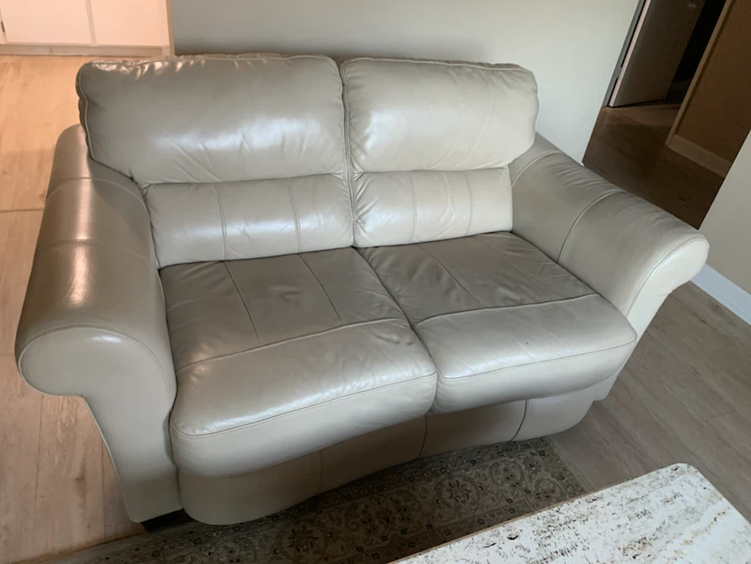 Cream Leather Sofa and Loveseat - photo 2