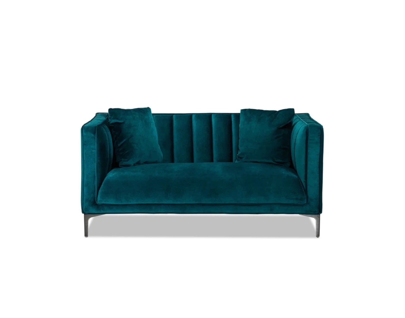 Teal Velvet Channel Tufted 2 Sofas - photo 2