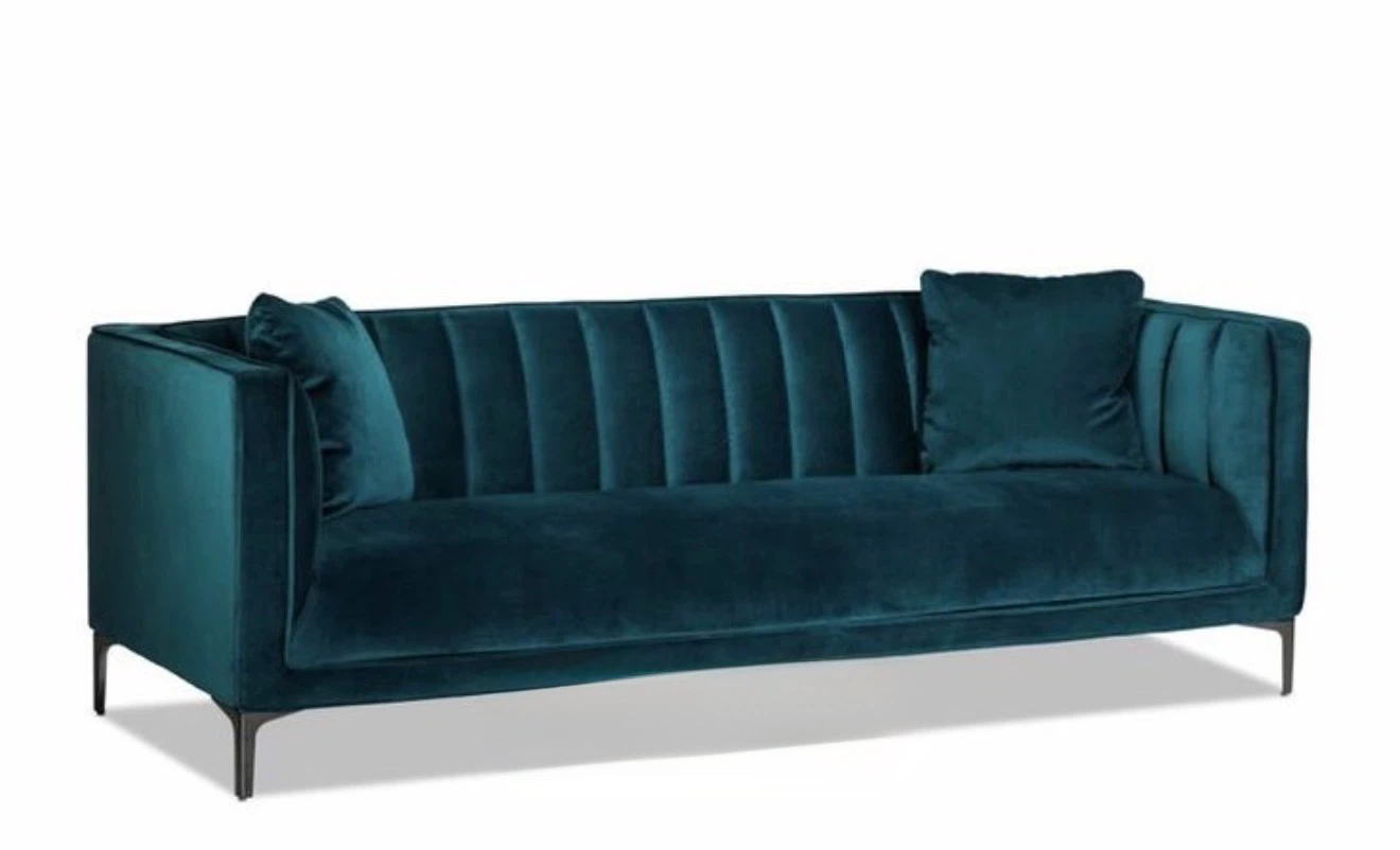 Teal Velvet Channel Tufted 2 Sofas - photo 3