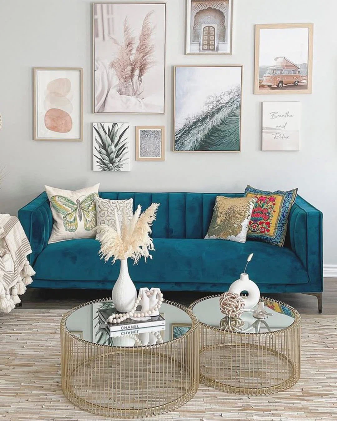 Teal Velvet Channel Tufted 2 Sofas - photo 4