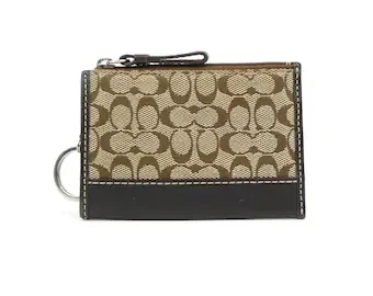 Coach Signature Canvas and Leather Coin Case