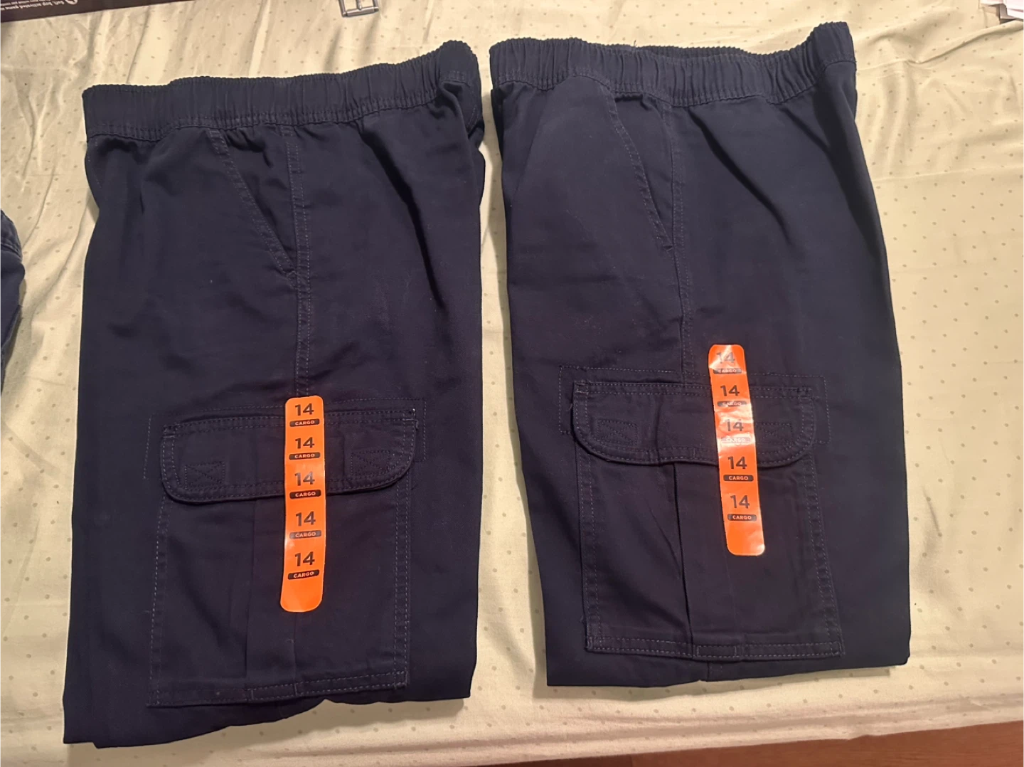 Two Pairs of Navy Cargo pants youth Size 14