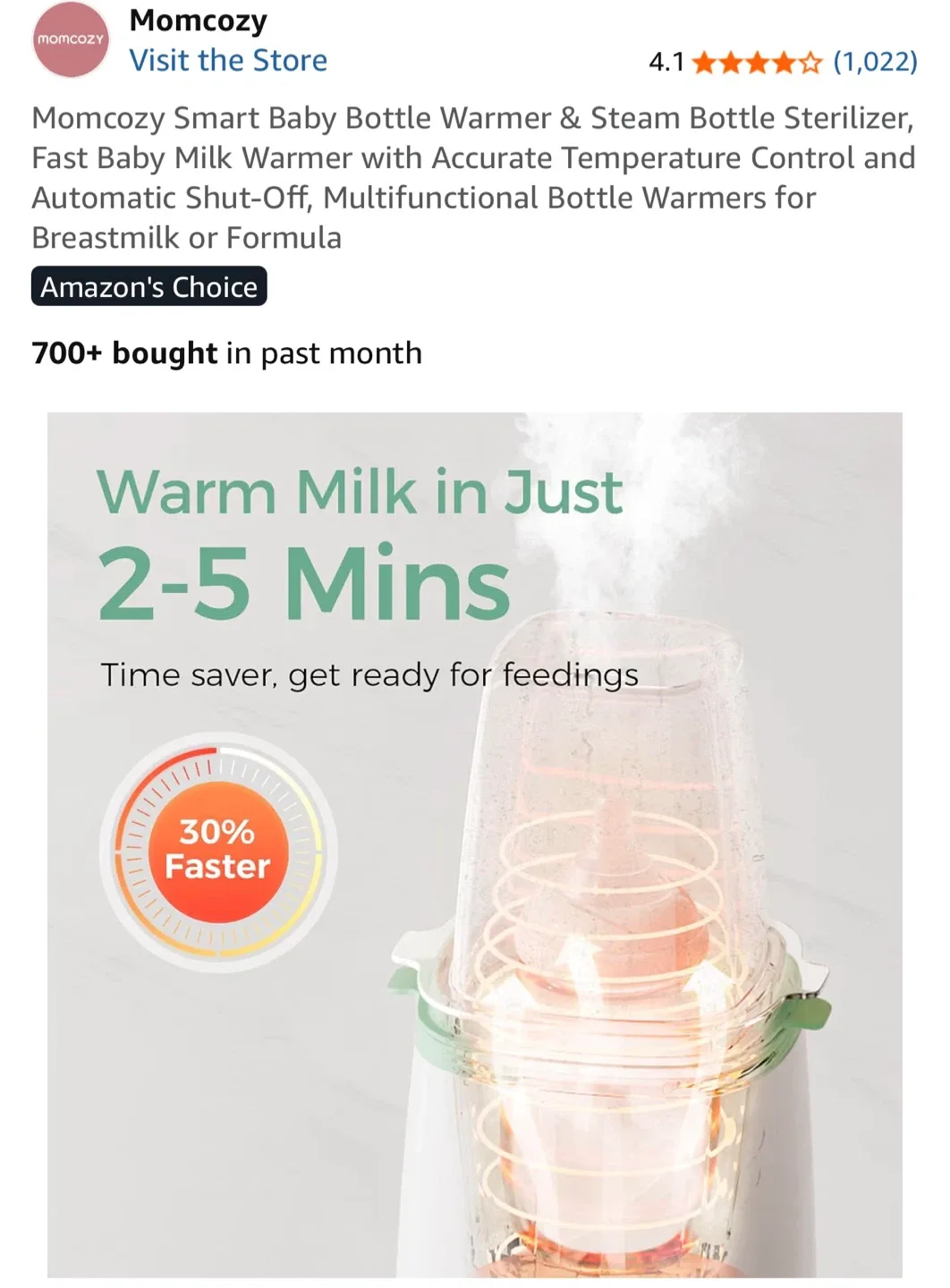 Momcozy Smart Baby Bottle Warmer & Sterilizer - photo 2