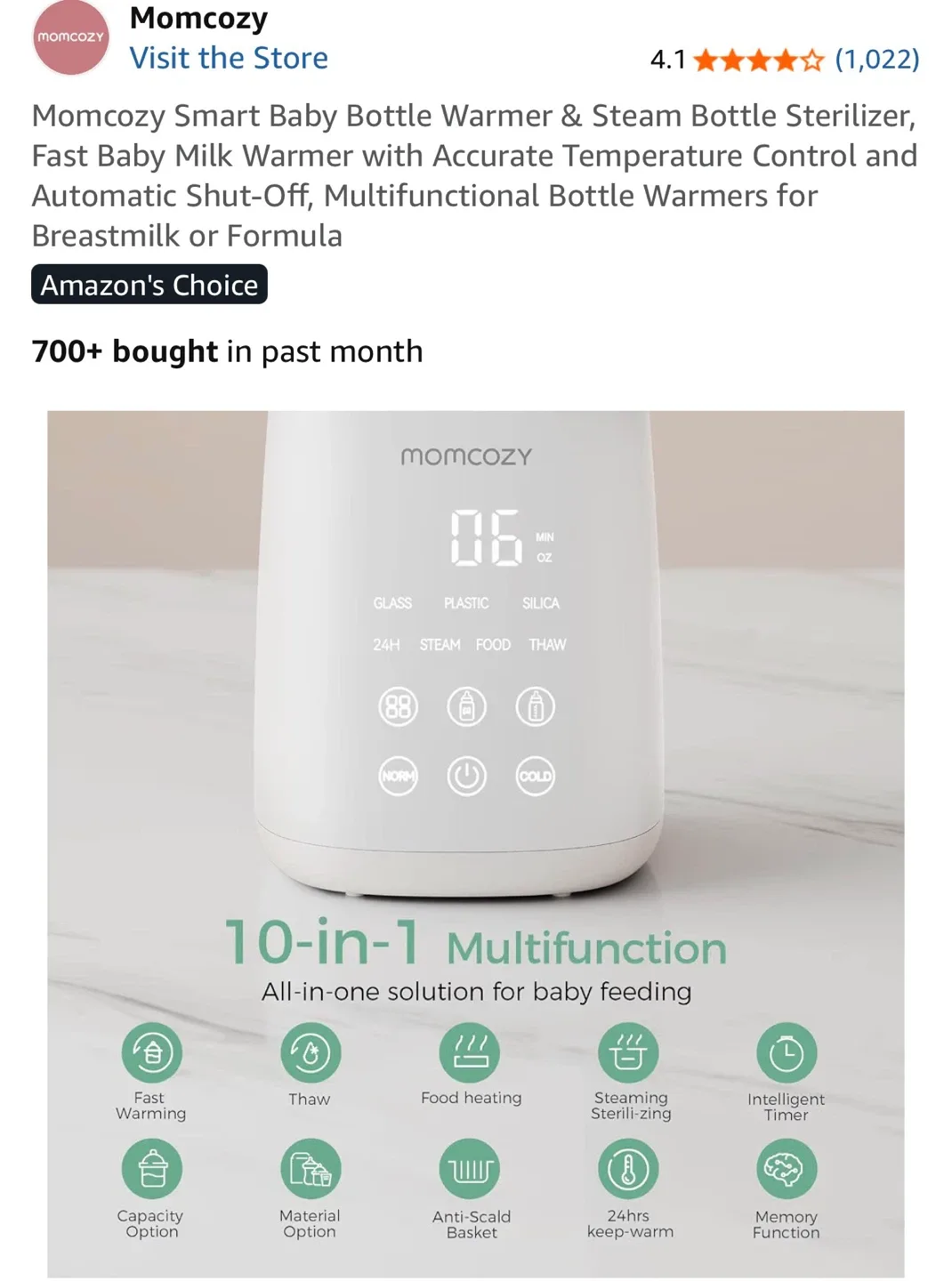 Momcozy Smart Baby Bottle Warmer & Sterilizer - photo 4