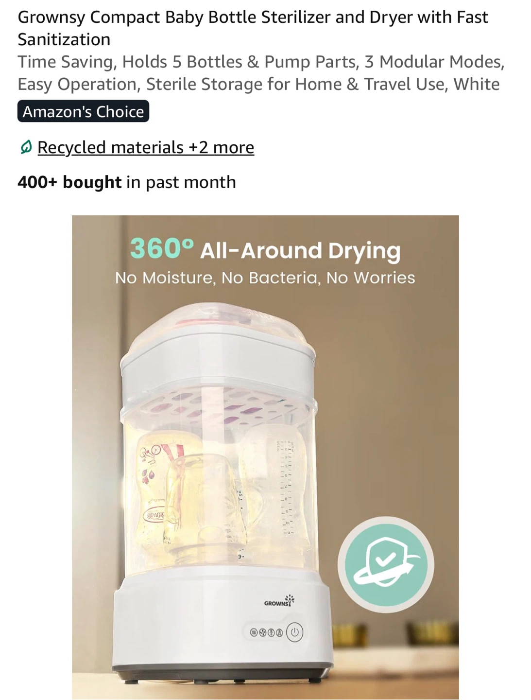 Baby Bottle Sterilizer and Dryer - photo 5