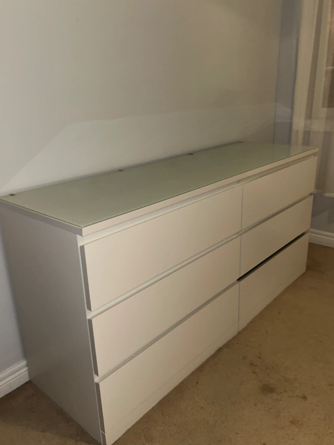 IKEA Malm 6-Drawer Dresser with Glass Top